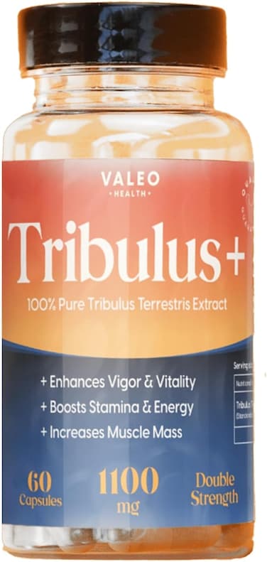 Valeo Tribulus+ Testo Booster Supplement &ndash; 60 Capsules, Natural Testosterone Support For Men, Boosts Energy, Stamina, Vitality, Muscle Strength &amp; Performance, Herbal Men's Health Formula