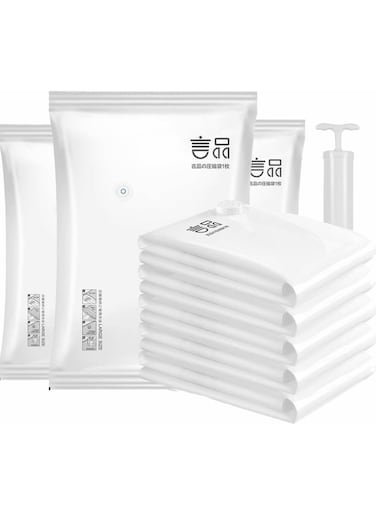 5 Pack Large Vacuum Seal Storage Bags, Reusable Compression Bags Premium Vacuum Storage Bags with Electric Pump for Bedding, Clothes, Curtains, Pillows