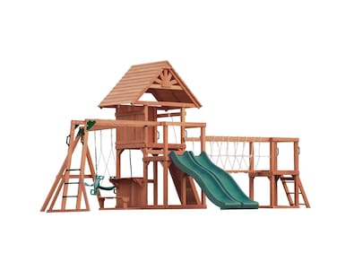 Mountpeak - Double Decker Everest Swing Set  &amp; Playhouse with wooden roof
