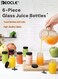 6pcs Glass Juice Bottles with Lids Reusable Transparent Travel Containers for Ginger Shots Health Tonics Whiskey Samples Home and Travel Use