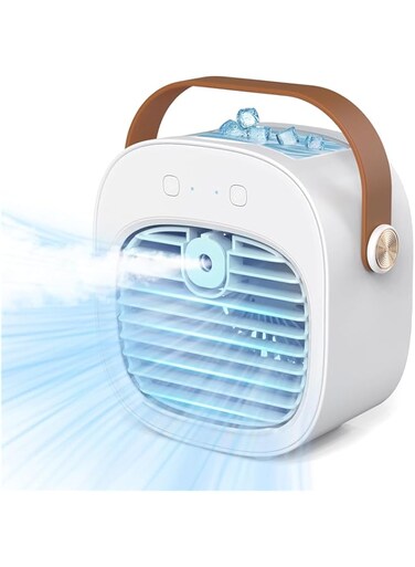 Arabest Portable Air Conditioner-4000mAh Rechargeable Personal Air Cooler with 3 Speeds Duration 5-10 hrs, Quiet Mini Air Conditioner Fan, Desk Cooling Fan for Home, Bedroom, and Office (White)