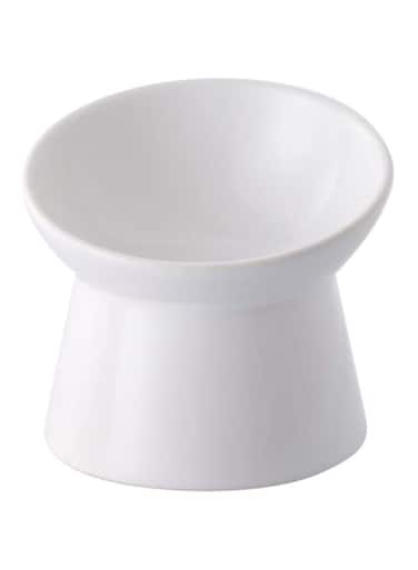 LIONWEI LIONWELI White Small ceramic Raised Cat Bowls, Tilted Elevated Food or Water Bowls, Stress Free, Backflow Prevention, Dishwasher and Microwave Safe, Lead &amp; Cadmium Free