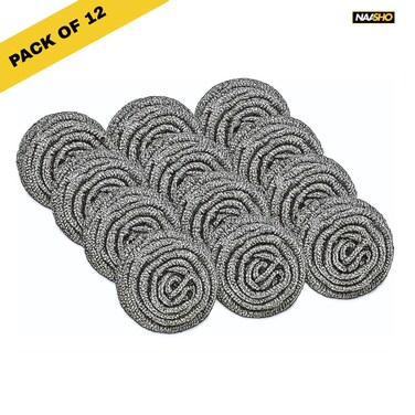 Heavy Duty Stainless Steel Scrubber Pads &ndash; Rust-Resistant Multipurpose Kitchen Cleaning Scrubbers for Pots, Pans, Grills, Stove &amp; Sink (Pack of 12)