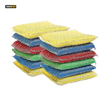 Steel Wire Sponge Scrubbers Home Kitchen Cleaning Pads Dishes Pots Pans Oil and Stain Removal Household Rags Sponge Wipe (Pack of 12)