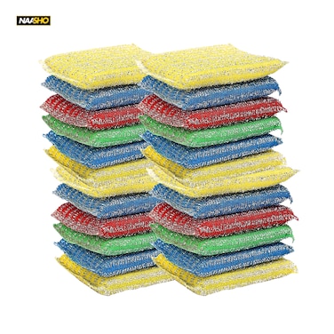 Steel Wire Sponge Scrubbers Home Kitchen Cleaning Pads Dishes Pots Pans Oil and Stain Removal Household Rags Sponge Wipe (Pack of 24)