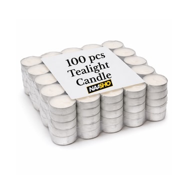 100 Pack Tea Light Candles &ndash; Long Burning Smokeless Dripless White Tealights for Wedding, Party, Home Decor, Spa &amp; Emergency Lighting