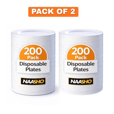 Heavy Duty Disposable Plates &ndash; White Party Plates for Catering, Birthday Parties, Weddings &amp; Events (Total 400)