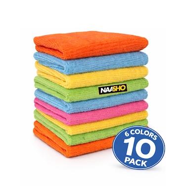 10 Pack Microfiber Cleaning Cloths 30x40 cm Multicolor, Ultra Absorbent Lint-Free Reusable Towels for Kitchen, Car, Windows &amp; Household Cleaning