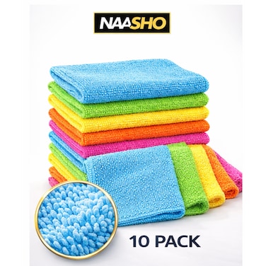 10 Pack Microfiber Cleaning Cloths 30x40 cm Multicolor, Ultra Absorbent Lint-Free Reusable Towels for Kitchen, Car, Windows &amp; Household Cleaning
