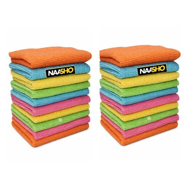 20 Pack Microfiber Cleaning Cloths 30x40 cm Multicolor, Ultra Absorbent Lint-Free Reusable Towels for Kitchen, Car, Windows &amp; Household Cleaning
