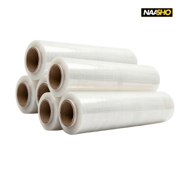 Strong Stretch Wrap for Packing &amp; Shipping &ndash; Clear Plastic Pallet Wrap for Moving and Storage Protection (Pack of 6)