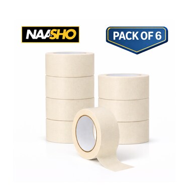 Heavy Duty Masking Tape for Painting, Home Repair &amp; DIY Projects &ndash; Easy Tear Paper Tape (Pack of 6)