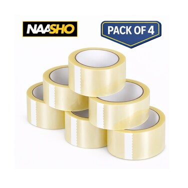 Clear Packaging Tape Roll &ndash; Strong Adhesive Packing Tape for Moving, Shipping &amp; Sealing Boxes (Pack of 4)