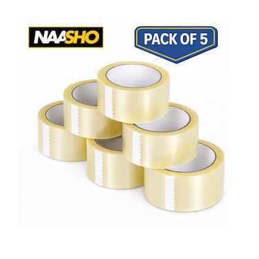 Clear Packaging Tape Roll &ndash; Strong Adhesive Packing Tape for Moving, Shipping &amp; Sealing Boxes (Pack of 5)