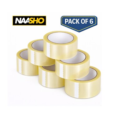 Clear Packaging Tape Roll &ndash; Strong Adhesive Packing Tape for Moving, Shipping &amp; Sealing Boxes (Pack of 6)