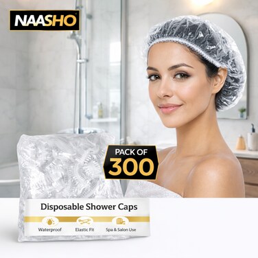 Disposable Shower Caps 300 PCS &ndash; Waterproof Clear Hair Caps for Shower, Spa, Salon &amp; Hair Treatment