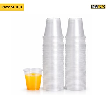 Premium Disposable Clear Plastic Cups &ndash; Durable Party Drinking Cups for Juice, Soda, Cocktails &amp; Events &ndash; Crystal Clear Design (Pack of 100)