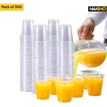 Premium Disposable Clear Plastic Cups &ndash; Durable Party Drinking Cups for Juice, Soda, Cocktails &amp; Events &ndash; Crystal Clear Design (Pack of 300)