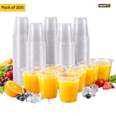 Premium Disposable Clear Plastic Cups &ndash; Durable Party Drinking Cups for Juice, Soda, Cocktails &amp; Events &ndash; Crystal Clear Design (Pack of 300)