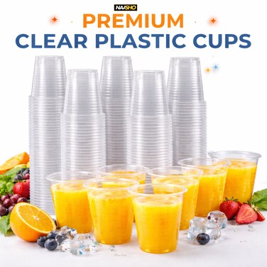Premium Disposable Clear Plastic Cups &ndash; Durable Party Drinking Cups for Juice, Soda, Cocktails &amp; Events &ndash; Crystal Clear Design (Pack of 300)