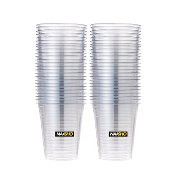 Premium Disposable Clear Plastic Cups &ndash; Durable Party Drinking Cups for Juice, Soda, Cocktails &amp; Events &ndash; Crystal Clear Design (Pack of 50)