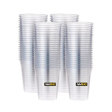 Premium Disposable Clear Plastic Cups &ndash; Durable Party Drinking Cups for Juice, Soda, Cocktails &amp; Events &ndash; Crystal Clear Design (Pack of 100)