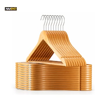 Premium Wooden Clothes Hangers &ndash; Strong Durable Wood Coat Hangers for Closet Organization &amp; Wrinkle-Free Clothing Storage (Pack of 30)