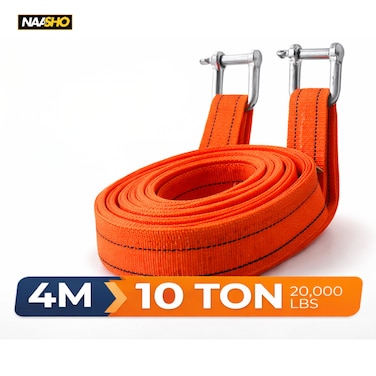 Heavy Duty Car Tow Strap 4M 10 Ton &ndash; Durable Recovery Rope with Steel Shackles for SUV, Truck, Off-Road &amp; Emergency Use
