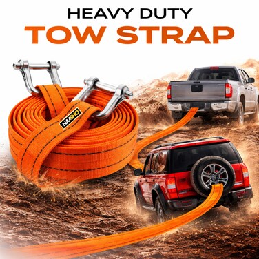 Heavy Duty Car Tow Strap 4M 10 Ton &ndash; Durable Recovery Rope with Steel Shackles for SUV, Truck, Off-Road &amp; Emergency Use