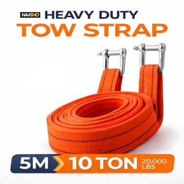 Heavy Duty Car Tow Strap 5M 10 Ton &ndash; Durable Recovery Rope with Steel Shackles for SUV, Truck, Off-Road &amp; Emergency Use