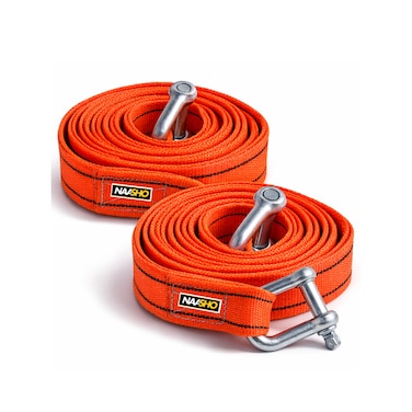 Heavy Duty Car Tow Strap 4M 10 Ton &ndash; Durable Recovery Rope with Steel Shackles for SUV, Truck, Off-Road &amp; Emergency Use (Pack of 2)