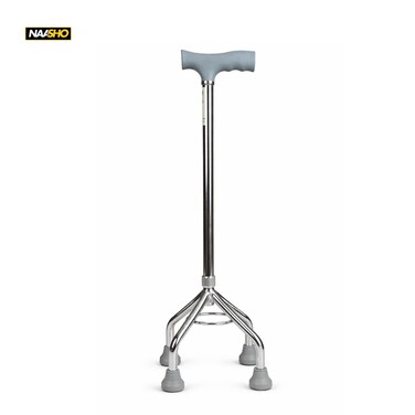 Walking Cane Quad Base &ndash; Adjustable Height Walking Stick with Non-Slip Rubber Feet &amp; Comfortable Grip for Daily Use