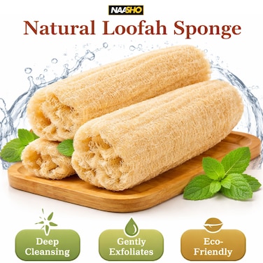Natural Loofah Sponge for Shower &ndash; Exfoliating Body Scrubber, 100% Natural Loofah for Deep Cleansing &amp; Smooth Skin