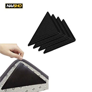 Rug Corner Grippers Anti Slip Rug Pads for Hardwood Floors, Laminate &amp; Carpet, Reusable Rug Grips Hold Rugs &amp; Runners in Place to Prevent Slipping &amp; Curling (Pack of 4)
