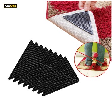 Rug Corner Grippers Anti Slip Rug Pads for Hardwood Floors, Laminate &amp; Carpet, Reusable Rug Grips Hold Rugs &amp; Runners in Place to Prevent Slipping &amp; Curling (Pack of 8)