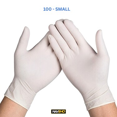 Latex examination powder free white Gloves (100 Small)