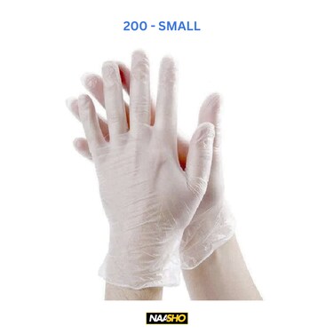 Vinyl examination powder free clear Gloves (200 Small)