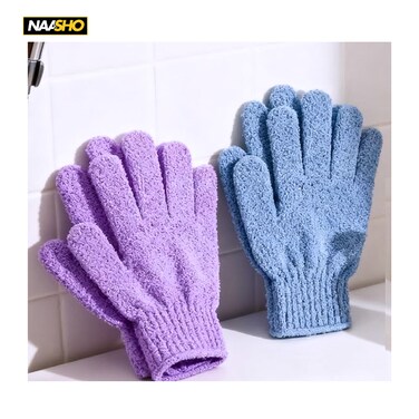 Pieces Exfoliating Gloves Body Scrub Bath Gloves, Double Sided Exfoliating Gloves for Body clean, Skin Shower Scrubber (2 Pairs Random Colors)