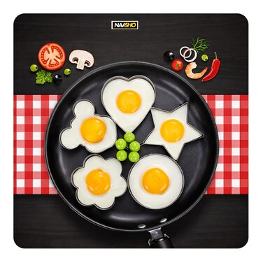 4pcs Stainless Steel Egg Ring Molds, Round Flower Star Love Shape Egg Molds, Non-Stick Egg Cooking Tool