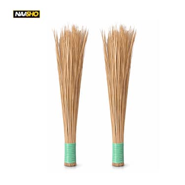 No Dust Broom indoor and outdoor arden, Outdoor Cleaning Natural and Pure Bamboo Jhadu/Brooms (Pack of 2)