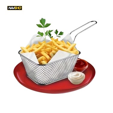 Premium Stainless Steel Fry Basket for Deep Fryer   Perfect for Fries, Snacks &amp; Serving
