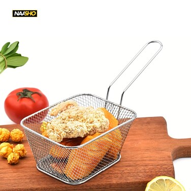 Premium Stainless Steel Fry Basket for Deep Fryer   Perfect for Fries, Snacks &amp; Serving