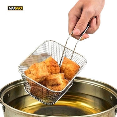 Premium Stainless Steel Fry Basket for Deep Fryer   Perfect for Fries, Snacks &amp; Serving