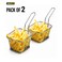 Premium Stainless Steel Fry Basket for Deep Fryer   Perfect for Fries, Snacks &amp; Serving (Pack of 2)