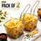 Premium Stainless Steel Fry Basket for Deep Fryer   Perfect for Fries, Snacks &amp; Serving (Pack of 2)