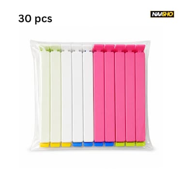 Colorful Bag Clips Set (30Pieces) &ndash; Strong Plastic Food Sealing Clips for Snacks, Chips &amp; Storage Bags