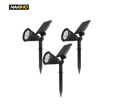 عبوة من 3 مصابيح LED تعمل بالطاقة الشمسية، بإضاءة بيضاء دافئة، مناسبة للاستخدام الخارجي، مقاومة للماء، مع قاعدة مدببة للحديقة، العشب، والفناء الخلفي