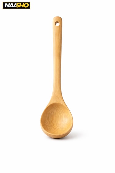 ملعقة طهي خشبية طبيعية للشوربة والصلصات والتقديم - أداة مطبخ صديقة للبيئة لأواني الطهي غير اللاصقة