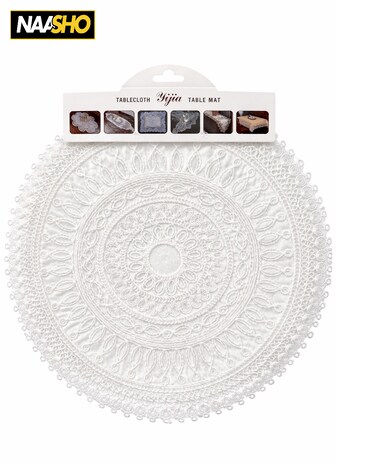 عبوة من قطعتين من مفارش الطاولة المستديرة المصنوعة من الدانتيل - مفرش طاولة أنيق من الدانتيل الأبيض لطاولة الطعام، مفرش طاولة مزخرف لطاولة الشاي، حفلات الزفاف، الحفلات، ديكور المنزل
