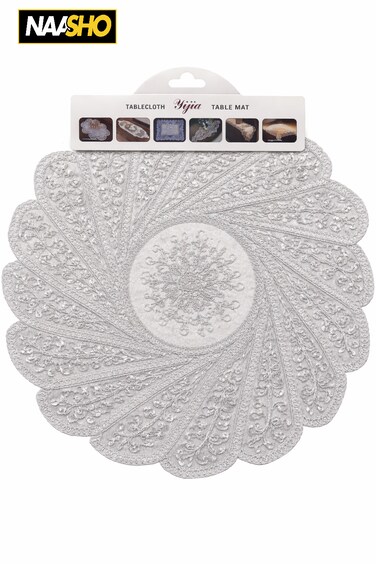 عبوة من قطعتين من مفارش الطاولة الدائرية المصنوعة من الدانتيل - مفرش طاولة أنيق مطرز بالدانتيل لطاولة الطعام، وطاولة القهوة، وحفلات الزفاف، وتزيين المنزل
